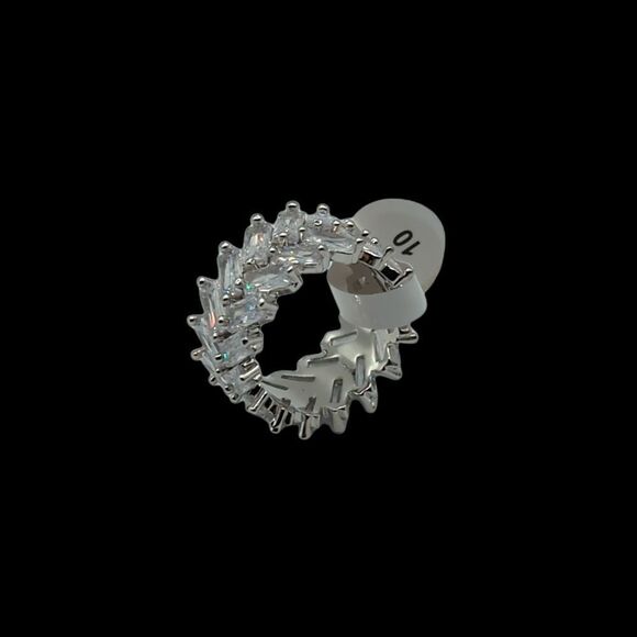 Sz-10 14K White Gold Finish Baguette CZ Ring. - Picture 4 of 8